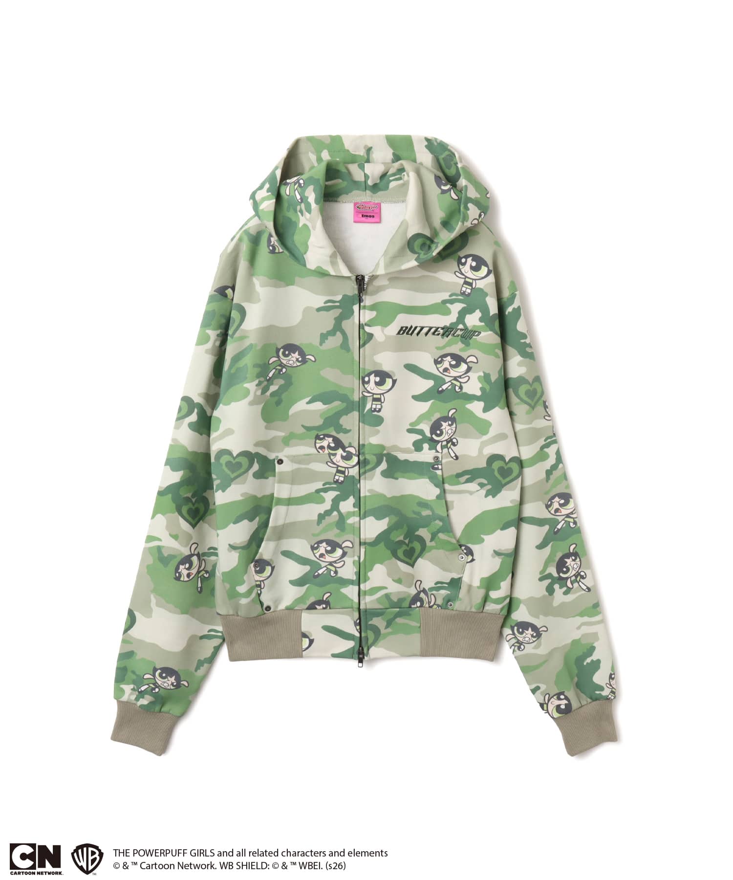 The Powerpuff Girls x atmos pink Camouflage Zip-up Hoodie GREENのメイン画像