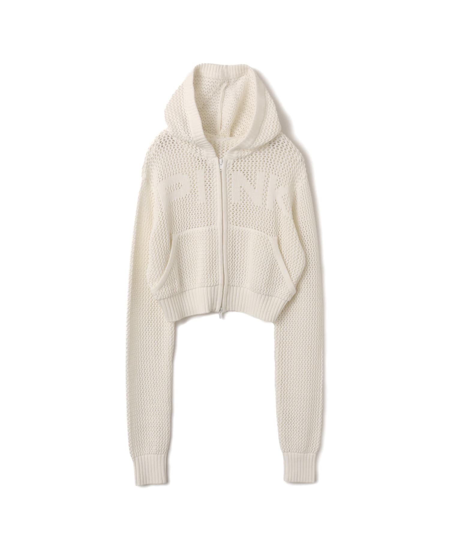 atmos pink Pointelle Knit Zip-up Hoodie WHITEのメイン画像