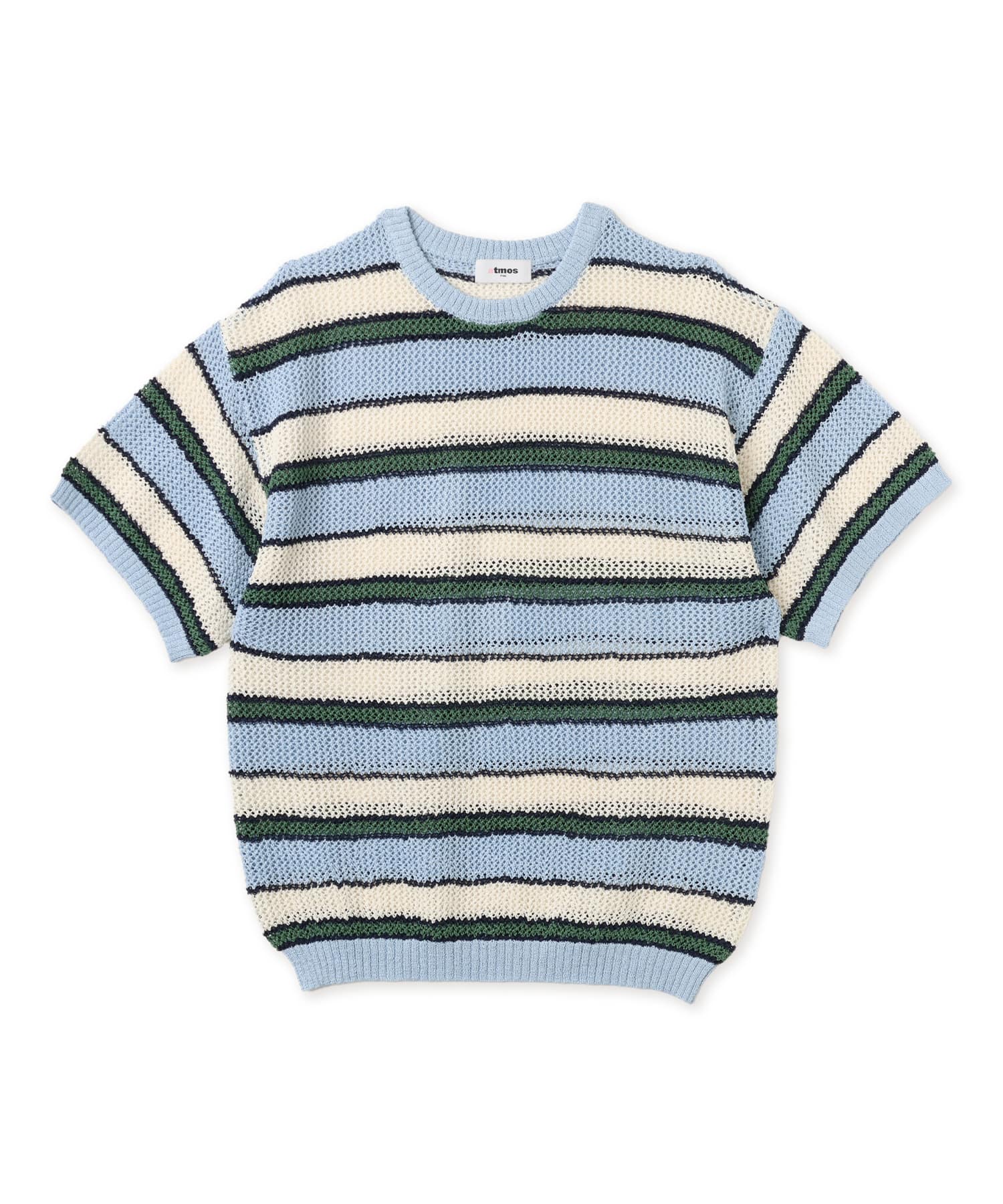 atmos pink Border Mesh Knit Tops BLUEのメイン画像
