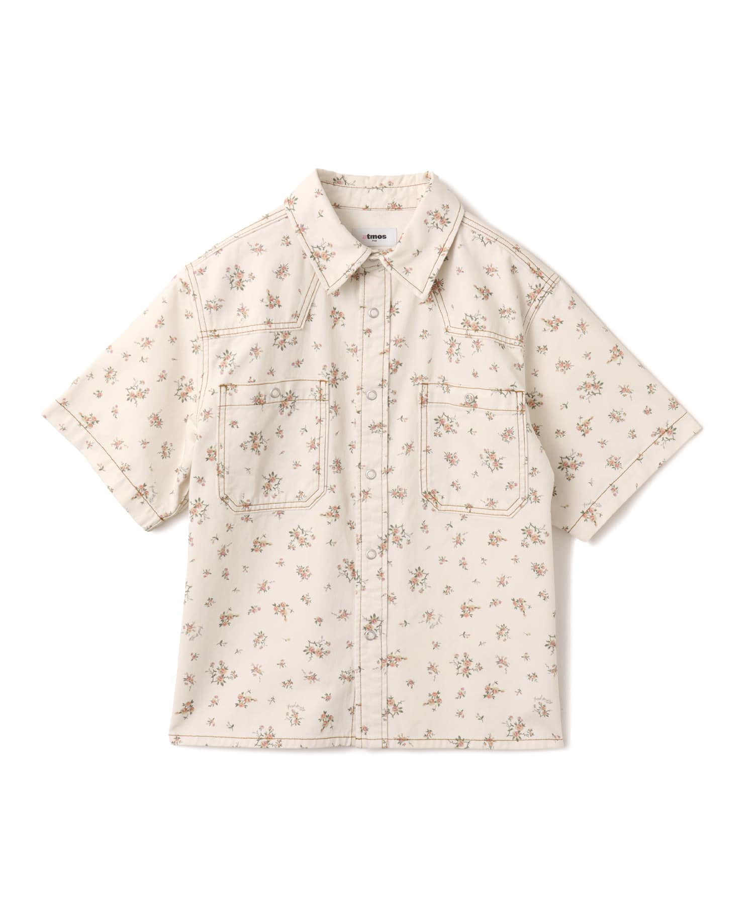 atmos pink Floral Work Shirt WHITEのメイン画像