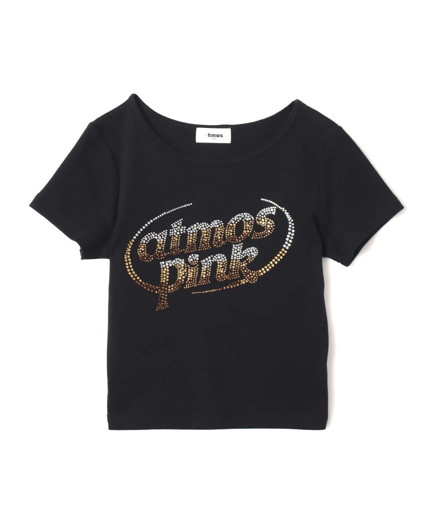 atmos pink Rhinestone Logo T-shirt BLACKのメイン画像
