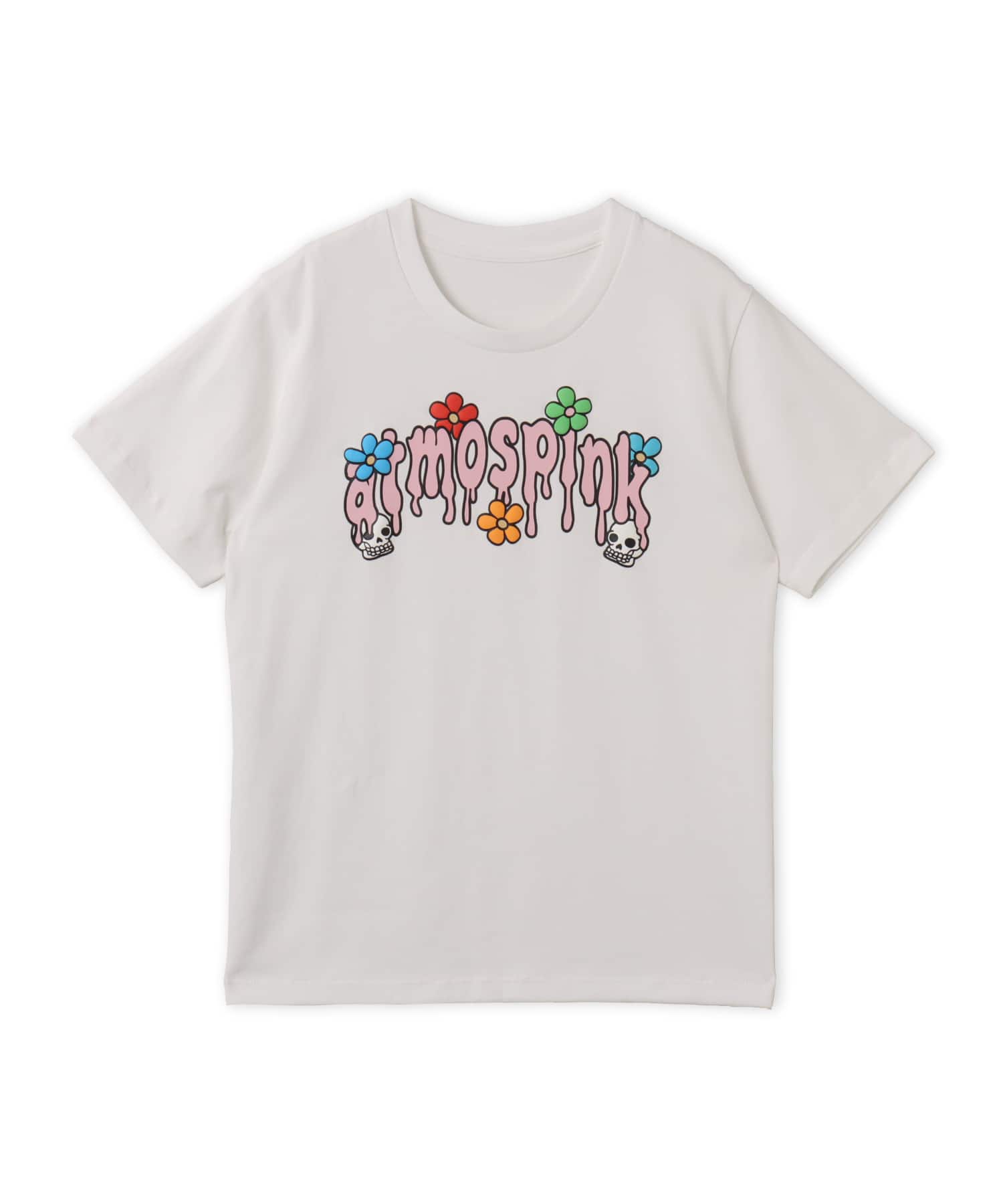 atmos pink Drip Logo T-shirt WHITEのメイン画像