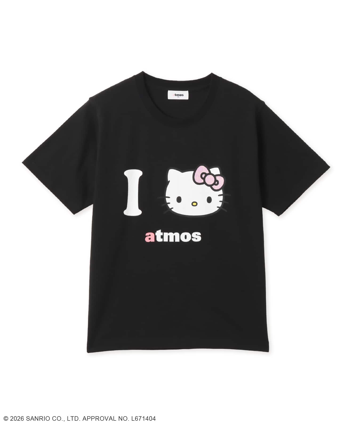 atmos pink x HELLO KITTY I Love atmos T-shirt BLACKのメイン画像