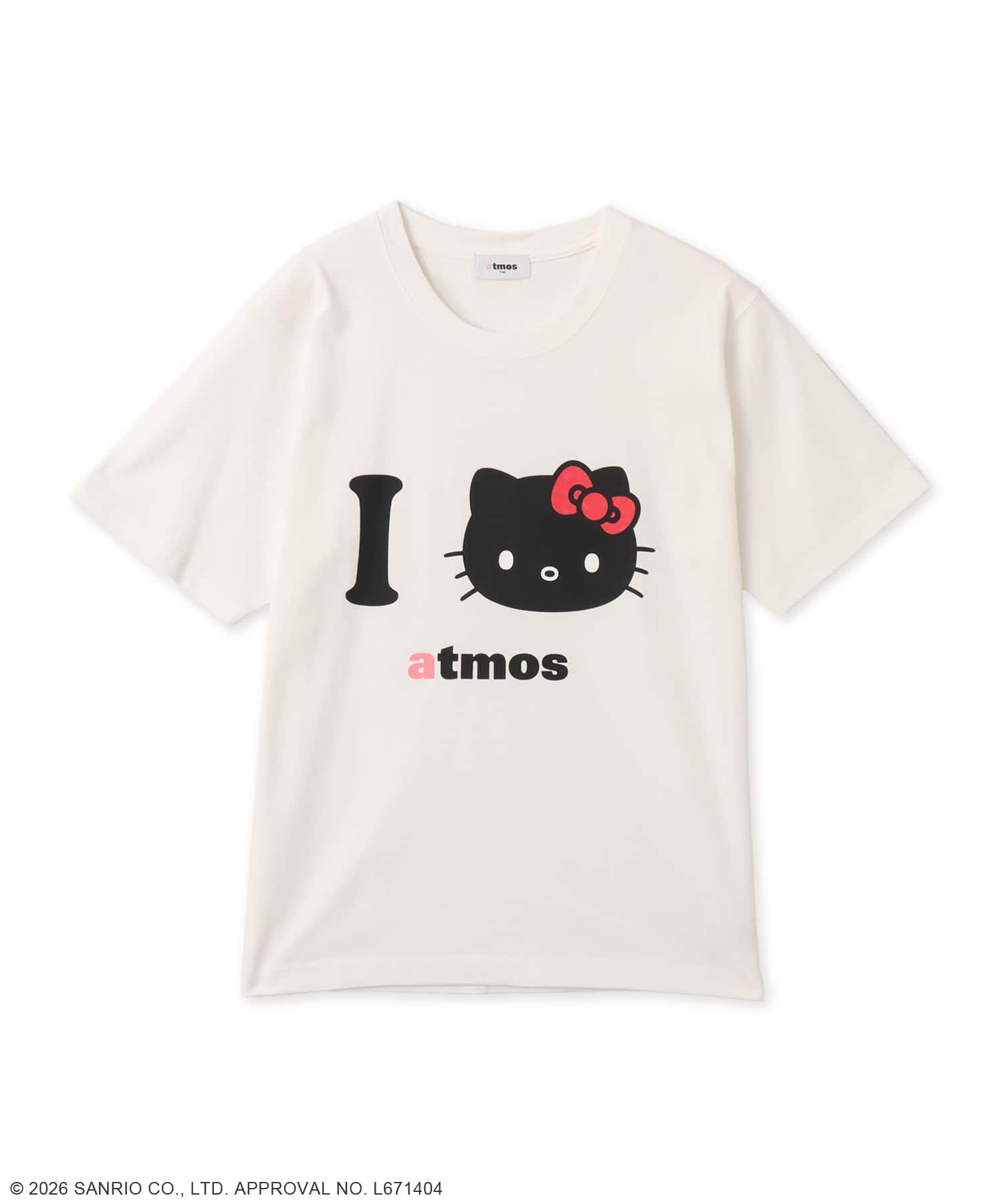 atmos pink x HELLO KITTY I Love atmos T-shirt WHITEのメイン画像
