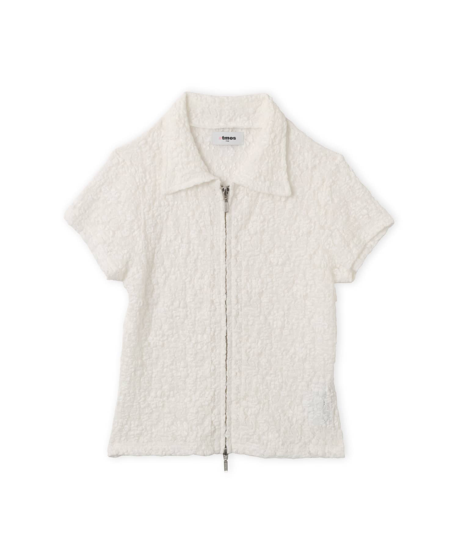 atmos pink Lace Zip-up Shirt WHITEのメイン画像