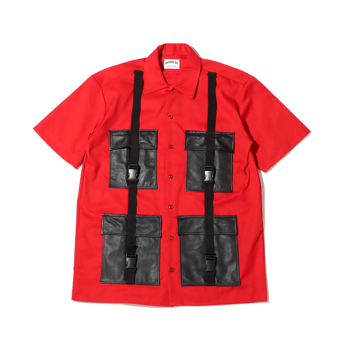 Awesome Boy REMAKE LEATHER PKT WORK SHIRT RED 21SU-I_photo_large