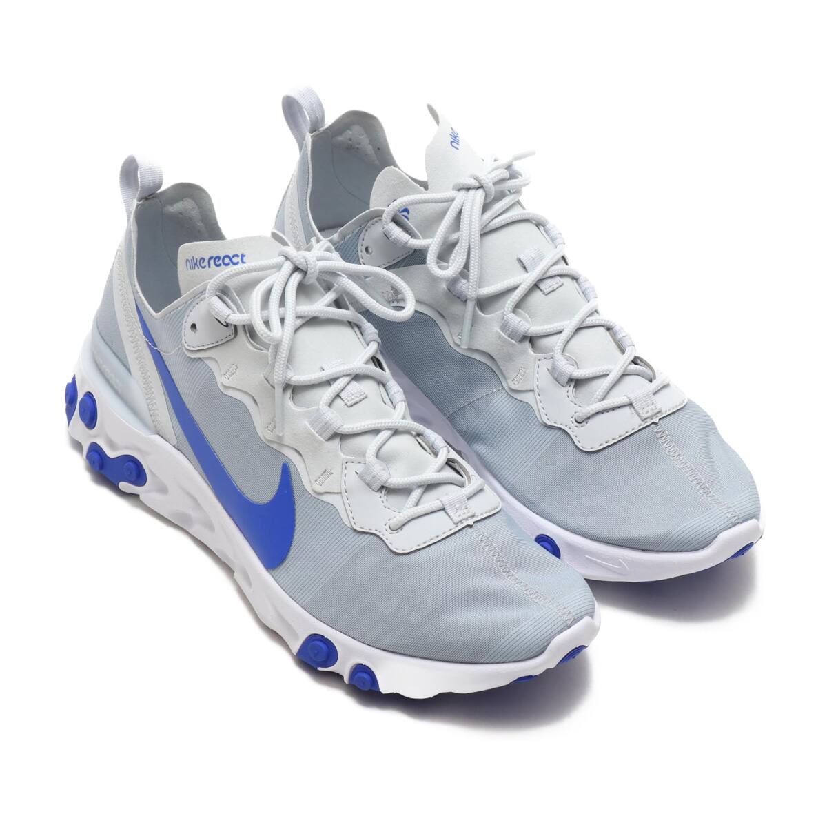 nike react element 55 pure platinum racer blue