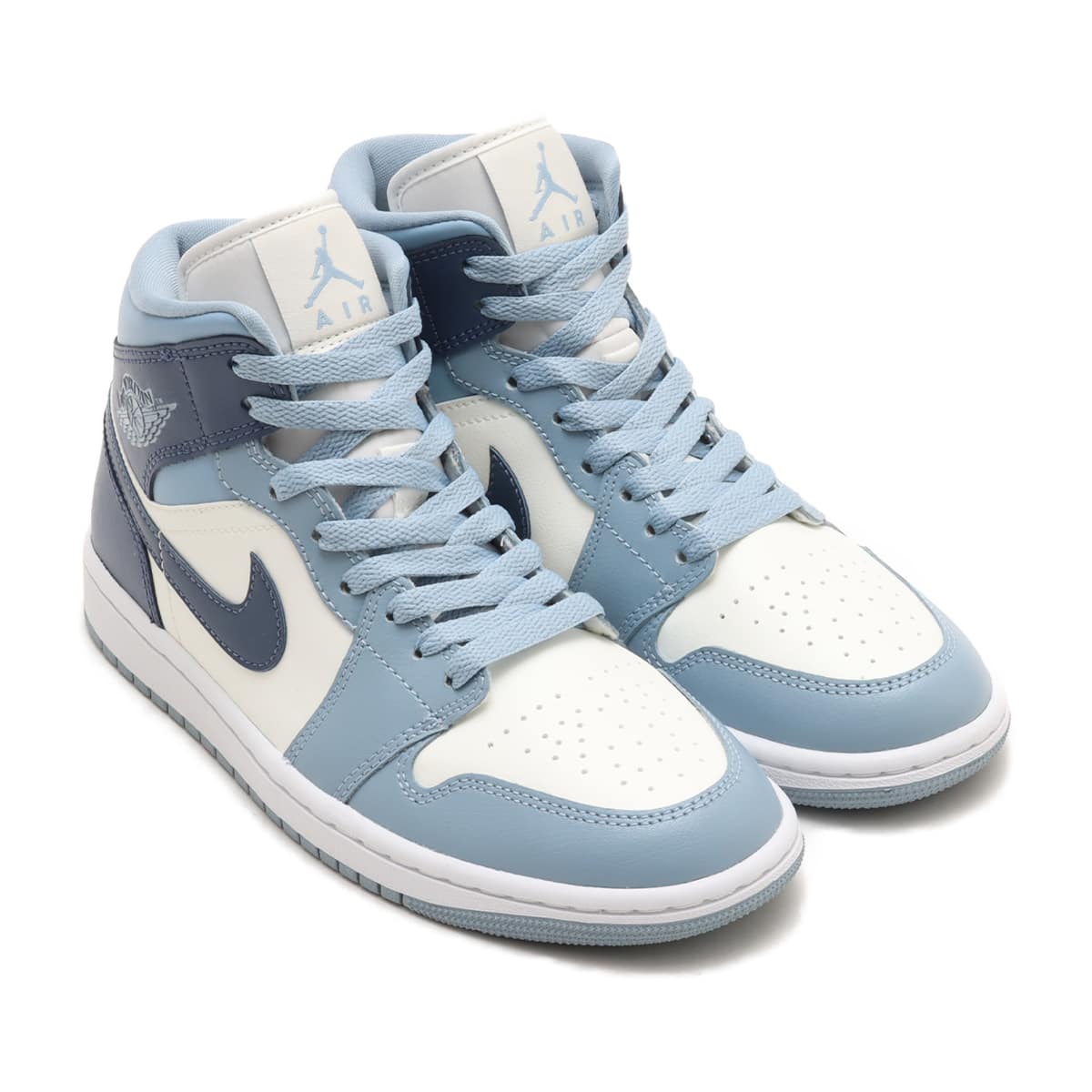 JORDAN BRAND WMNS AIR JORDAN 1 MID SAIL/DIFFUSED BLUE-BLUE GREY