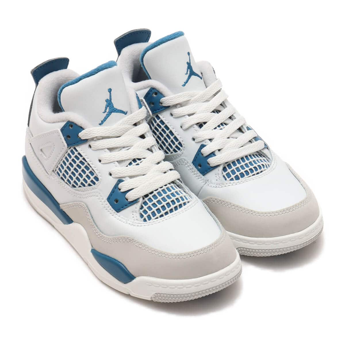 JORDAN BRAND JORDAN 4 RETRO (PS) OFF WHITE/MILITARY BLUE-NEUTRAL GREY