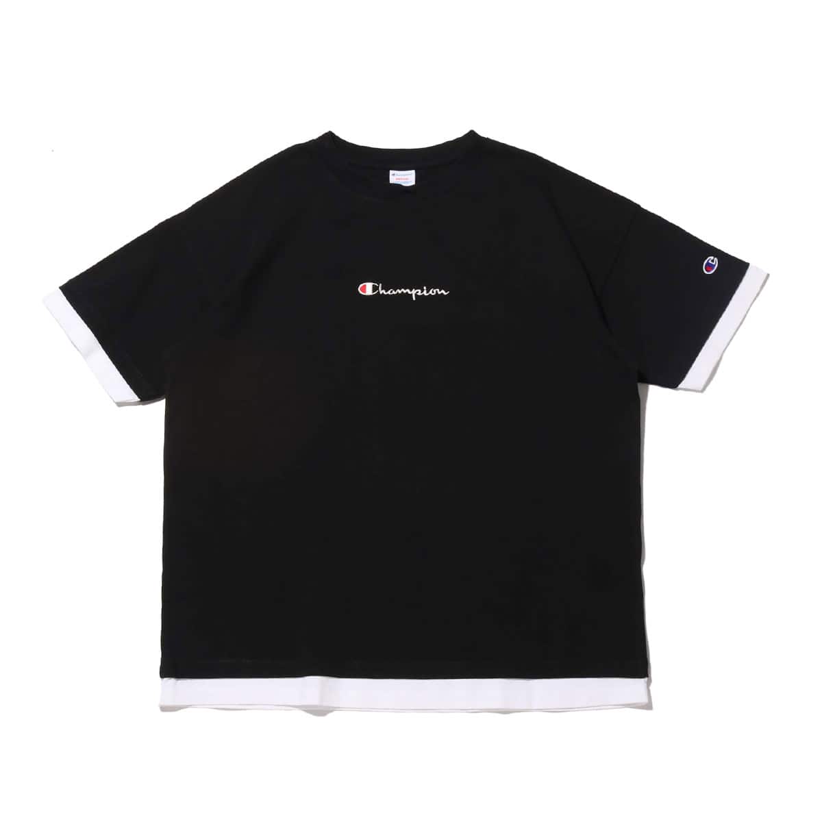 Champion S/S LAYERED T-SHIRT BLACKのメイン画像