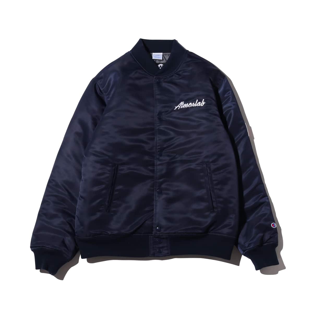 Champion × ATMOS LAB SATIN BASEBALL JACKET ネイビー 18FW-I_photo_large