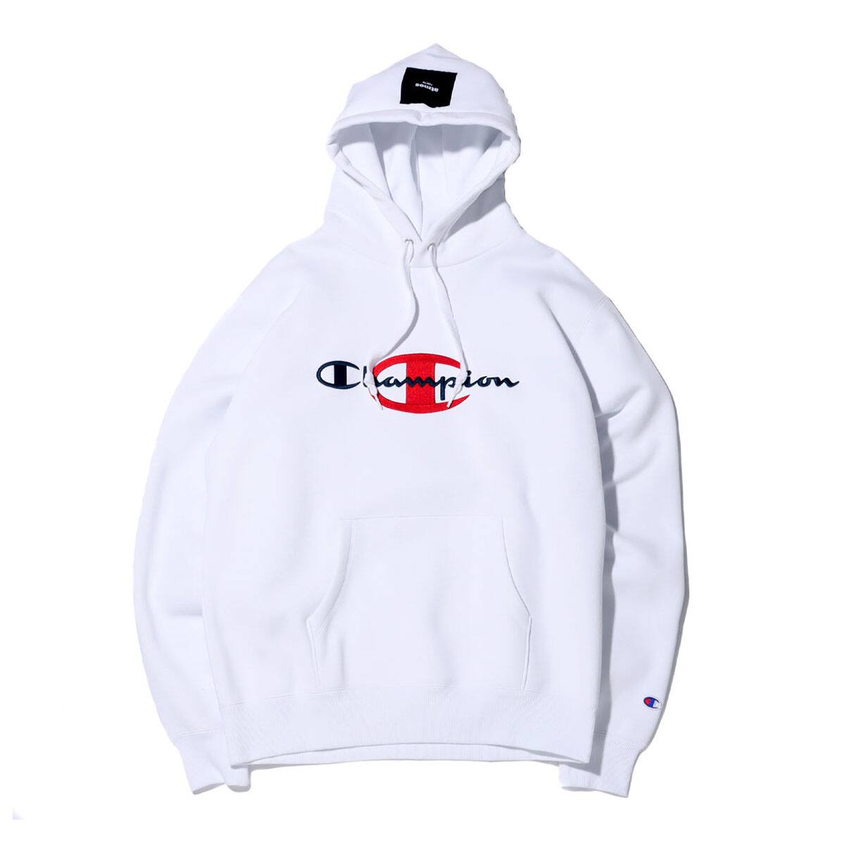 Champion x ATMOS LAB P/O HOODED SWEATSHIRT WHITE 20FW-S