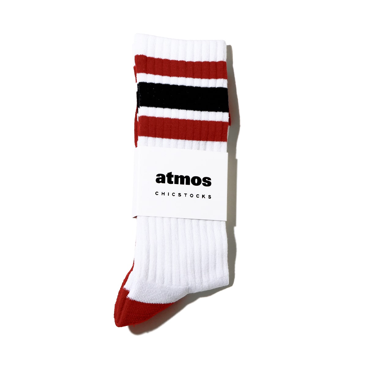 atmos × CHICSTOCKS BORDER SOCKS WHITE/RED