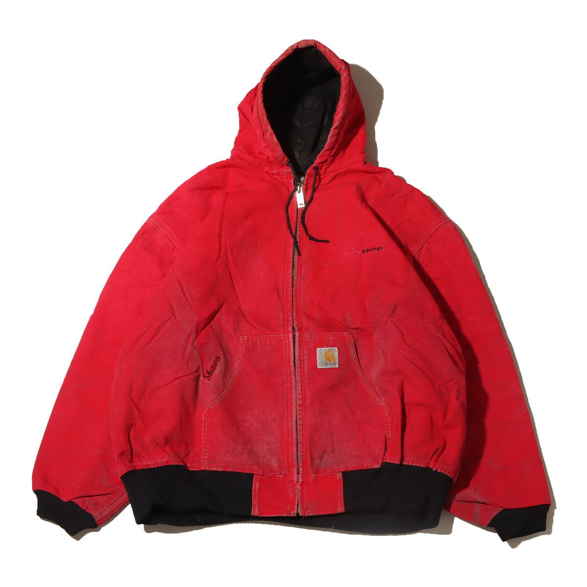 red carhartt jacket