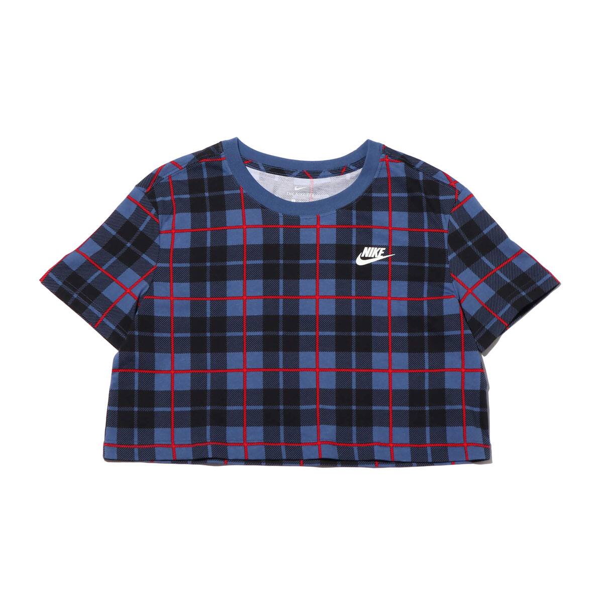NIKE AS W NSW TEE FUTURA PLAID CROP MYSTIC NAVY 19FA-S_photo_large