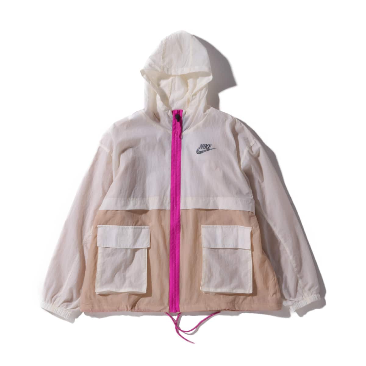 NIKE AS W NSW ICN CLSH JKT WVN PALE IVORY/SHIMMER/FIRE PINK 20SU-I_photo_large