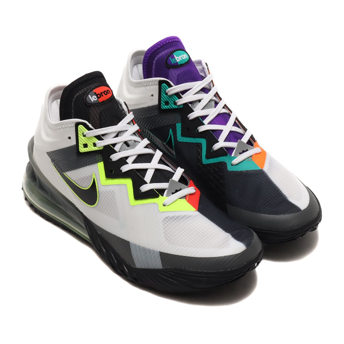 NIKE LEBRON XVIII LOW WHITE/BLACK-IRON GREY-VOLT 21SU-I_photo_large