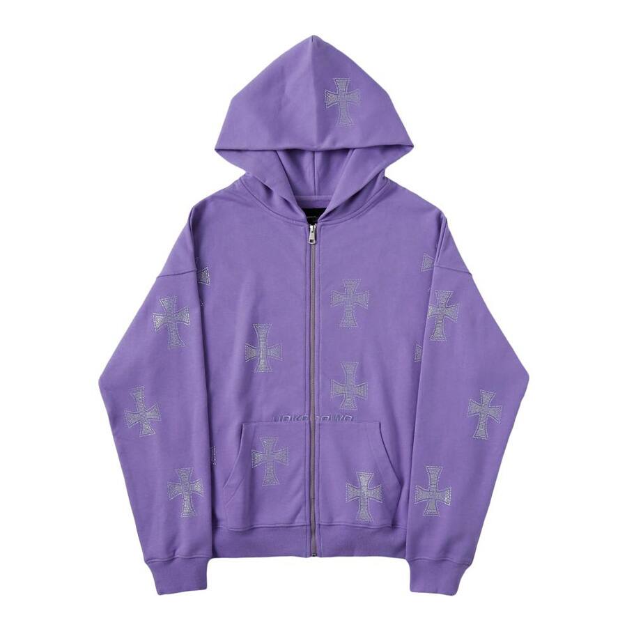 UNKNOWN PURPLE CROSS RHINESTONE ZIP UP PURPLE 20HO-I_photo_large