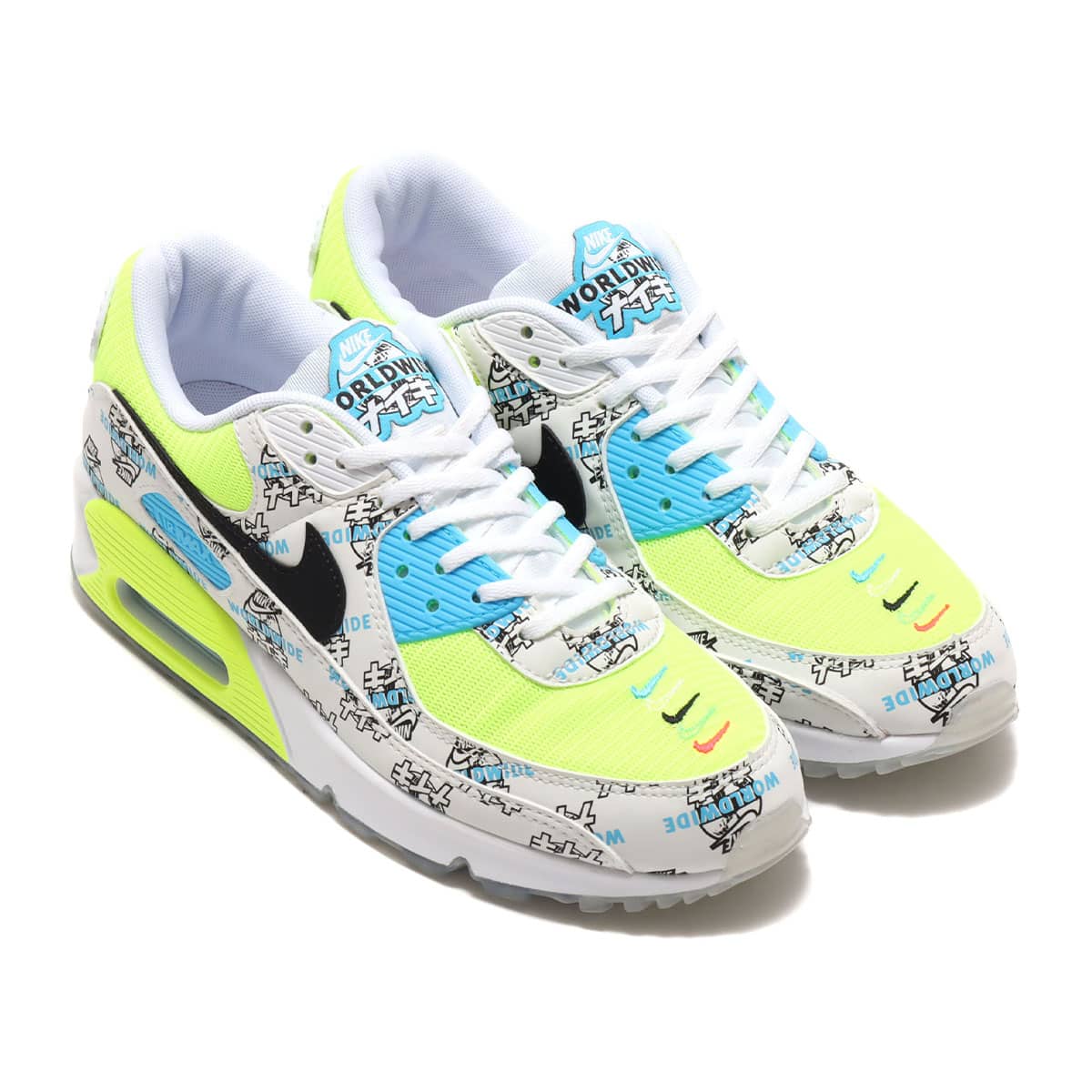 NIKE W AIR MAX 90 SE WHITE/BLACK-VOLT-BLUE FURY 20FA-I_photo_large