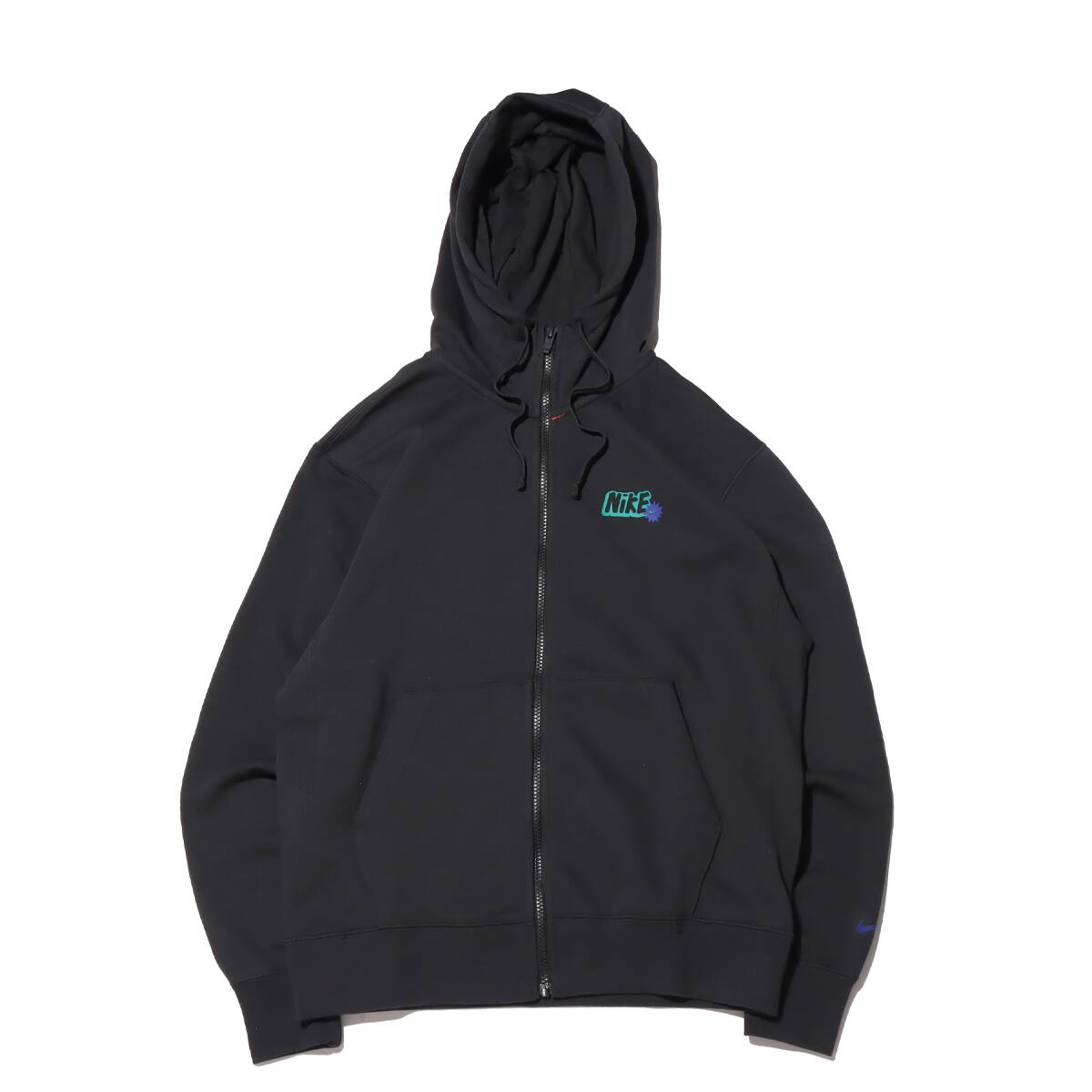 NIKE AS M NSW CLUB HOODIE FZ FT SM OFF NOIR/TURF ORANGE/NEPTUNE GREEN 21SP-I_photo_large
