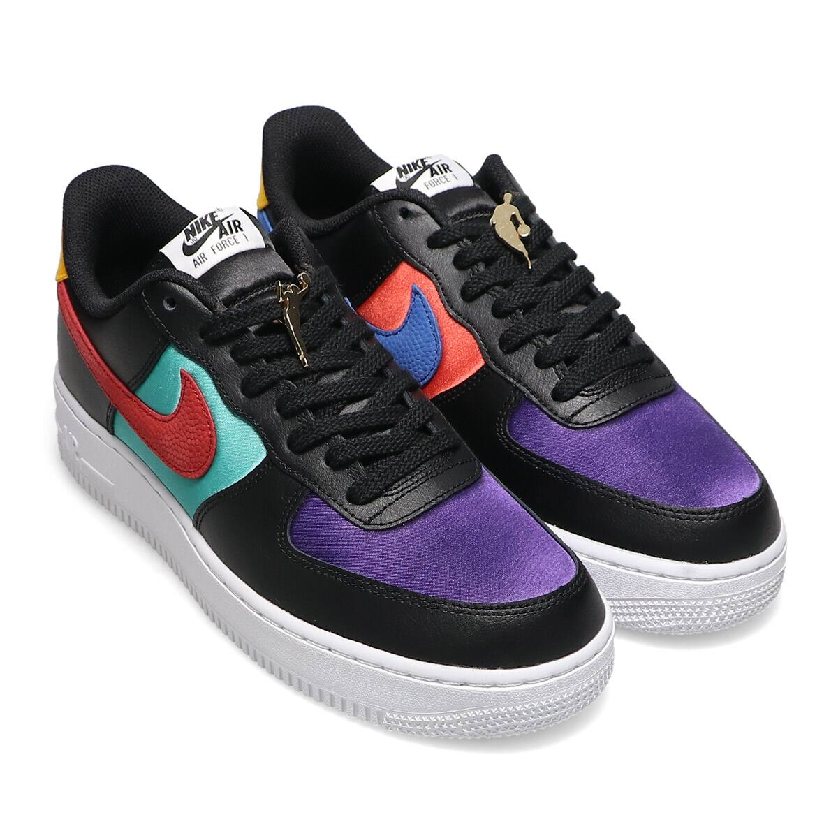 NIKE AIR FORCE 1 '07 LV8 EMB BLACK/GYM RED-WASHED TEAL-COURT 