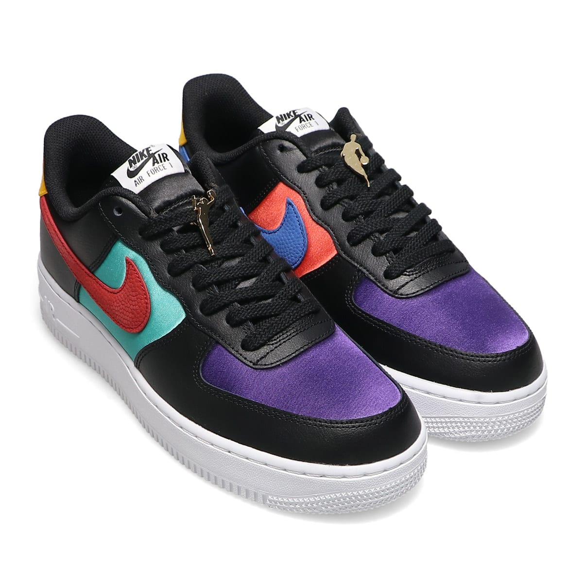 NIKE AIR FORCE 1 '07 LV8 EMB BLACK/GYM RED-WASHED TEAL-COURT ...