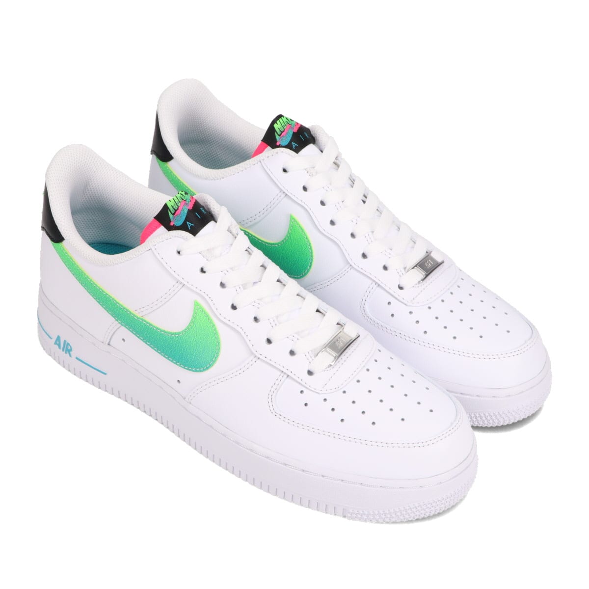 white and green nike air force 1