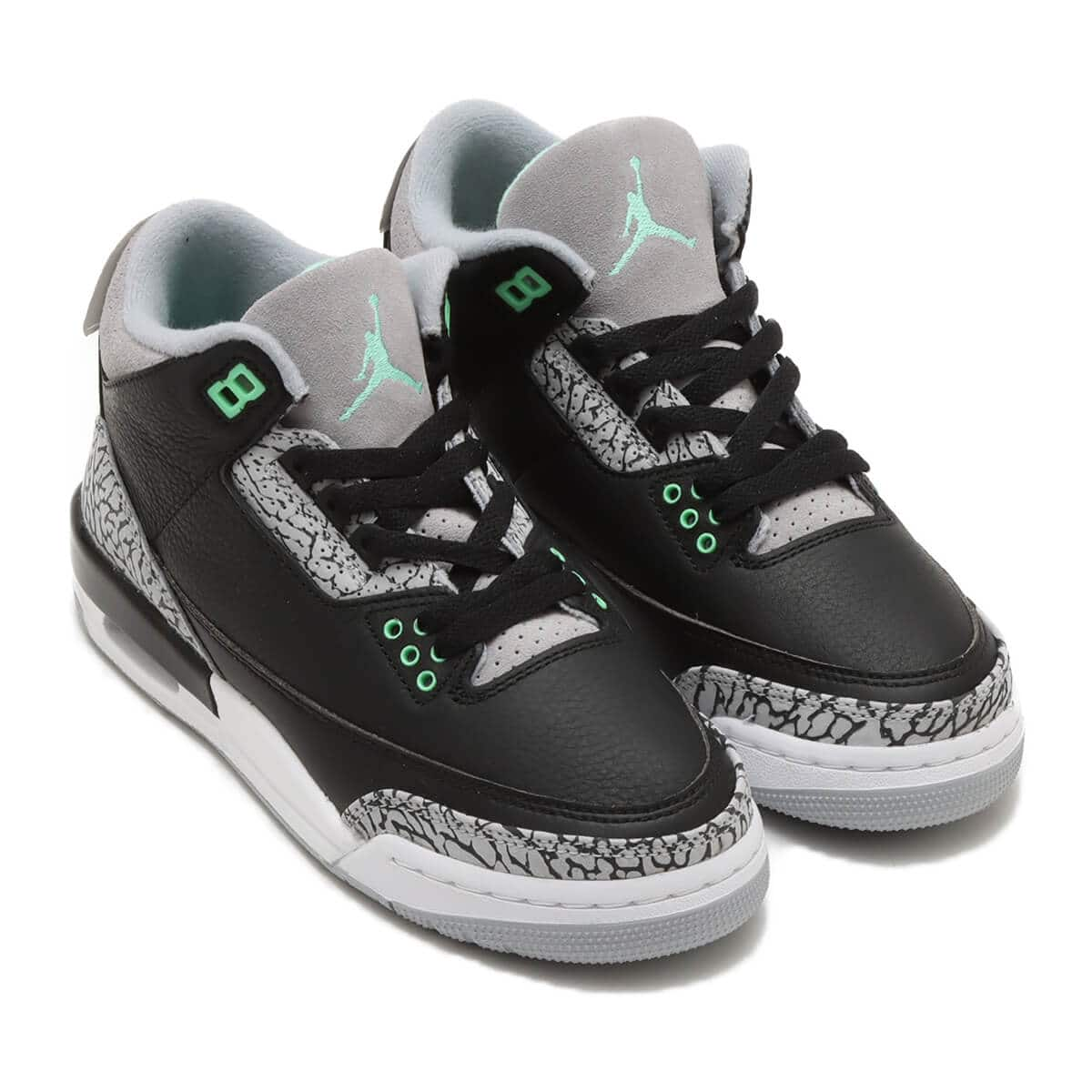 JORDAN BRAND AIR JORDAN 3 RETRO (ジョーダン ブランド エア ジョーダン 3 レトロ GS)BLACK/GREEN  GLOW-WOLF GREY-WHITE|atmos（アトモス） 公式オンラインストア