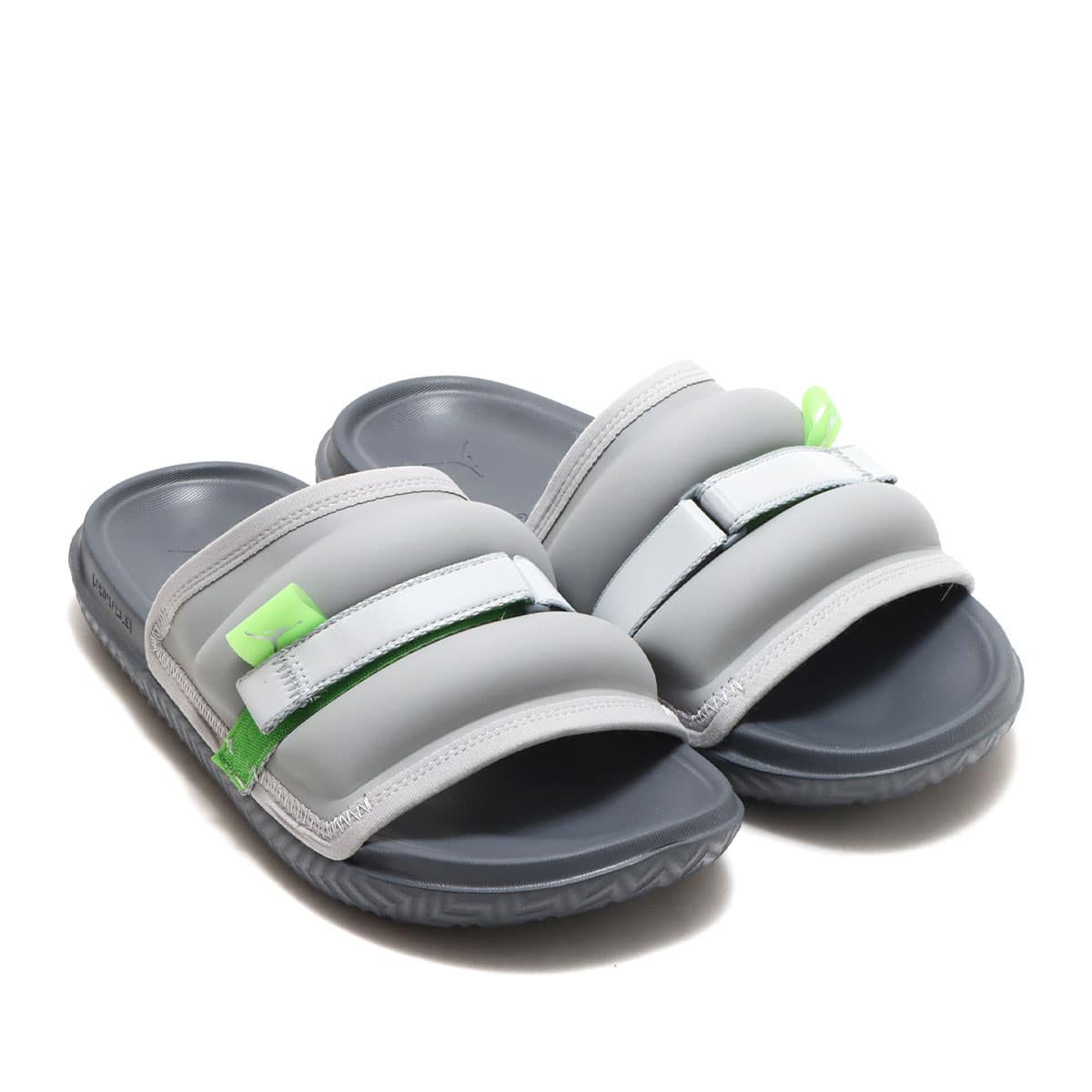 JORDAN BRAND JORDAN SUPER PLAY SLIDE SILVER/GREEN BEAN-FLINT GREY