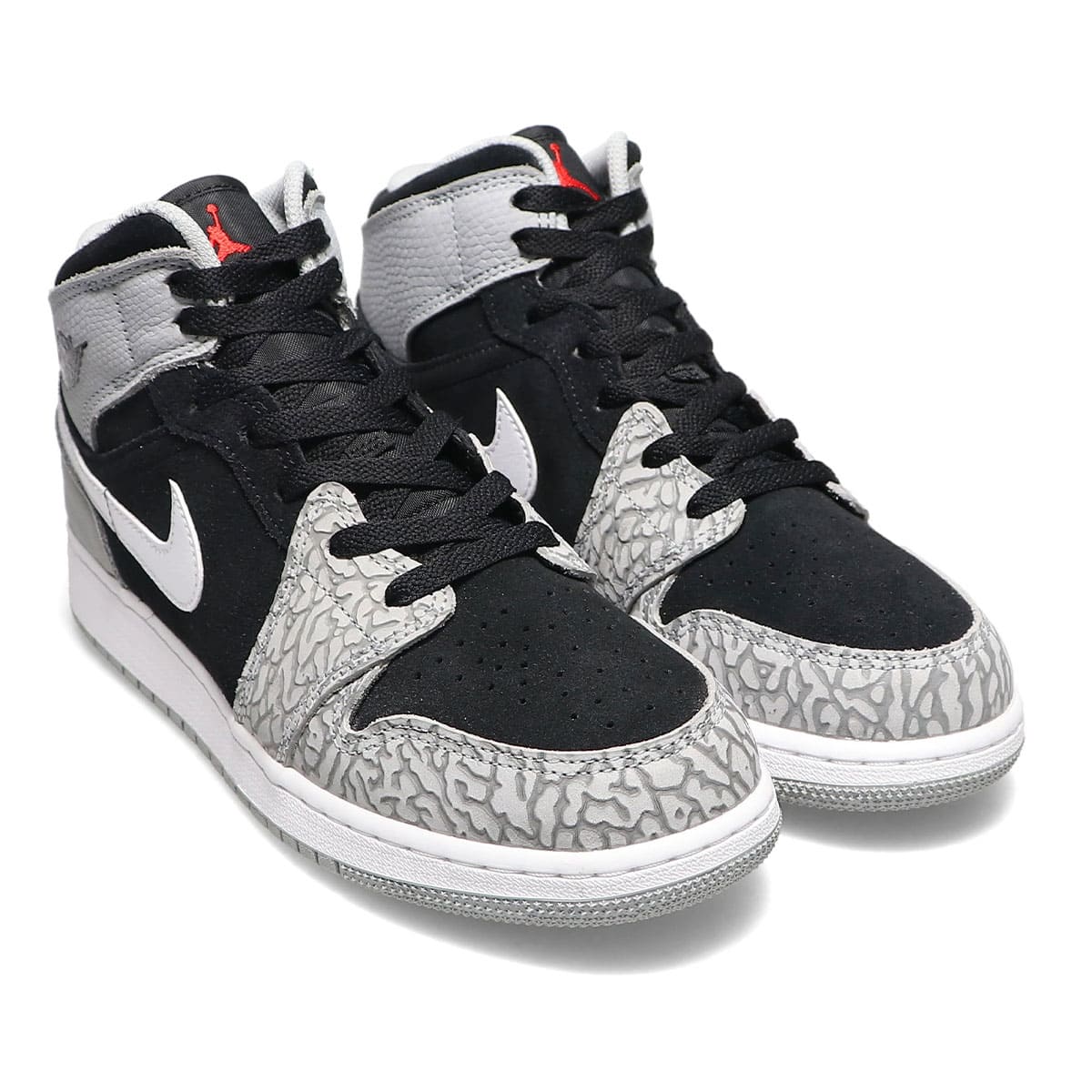 JORDAN BRAND AIR JORDAN 1 MID SE (GS) BLACK/UNIVERSITY RED-WHITE 