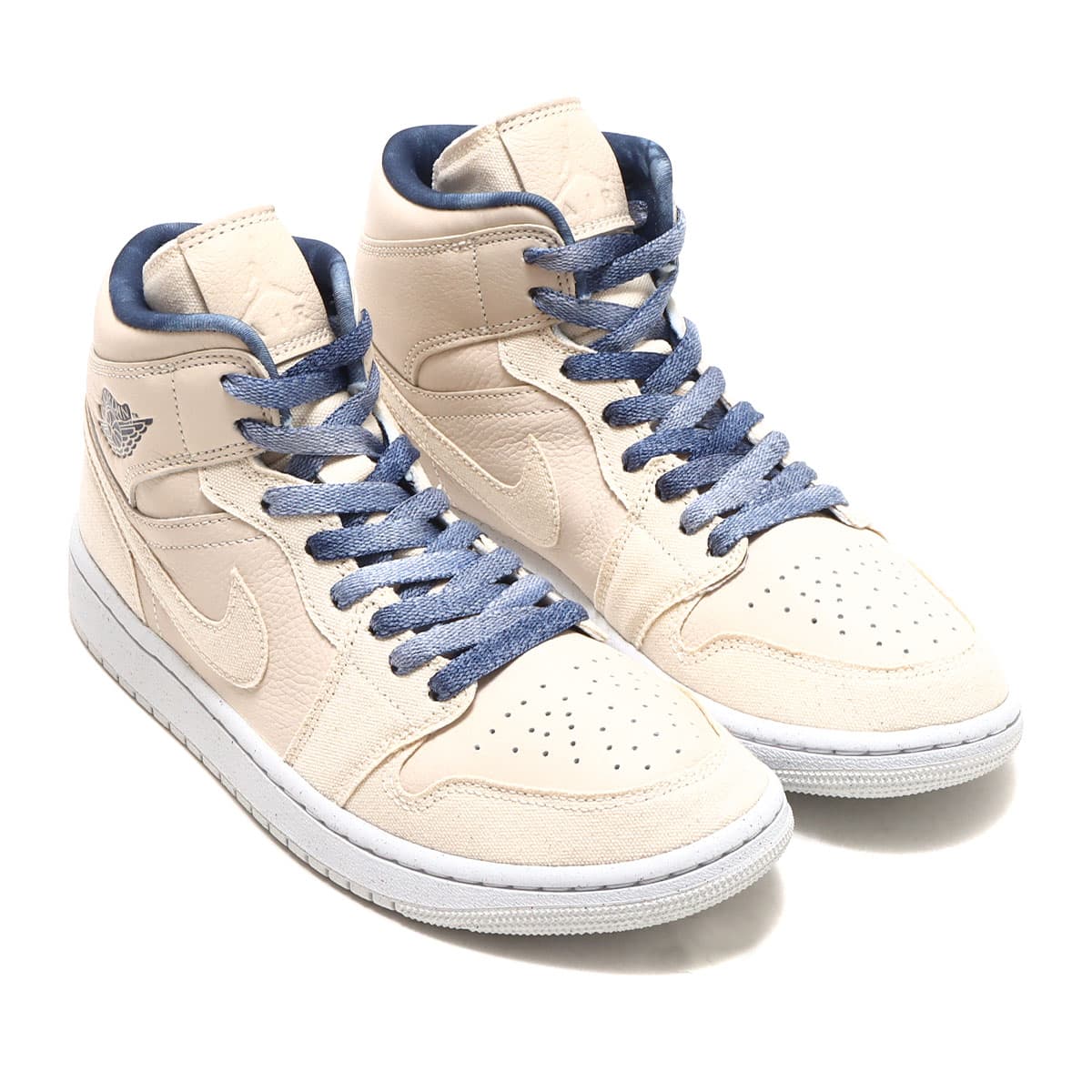 NIKE W エアジョーダン1 mid ベージュ×ネイビー 24.0cm-