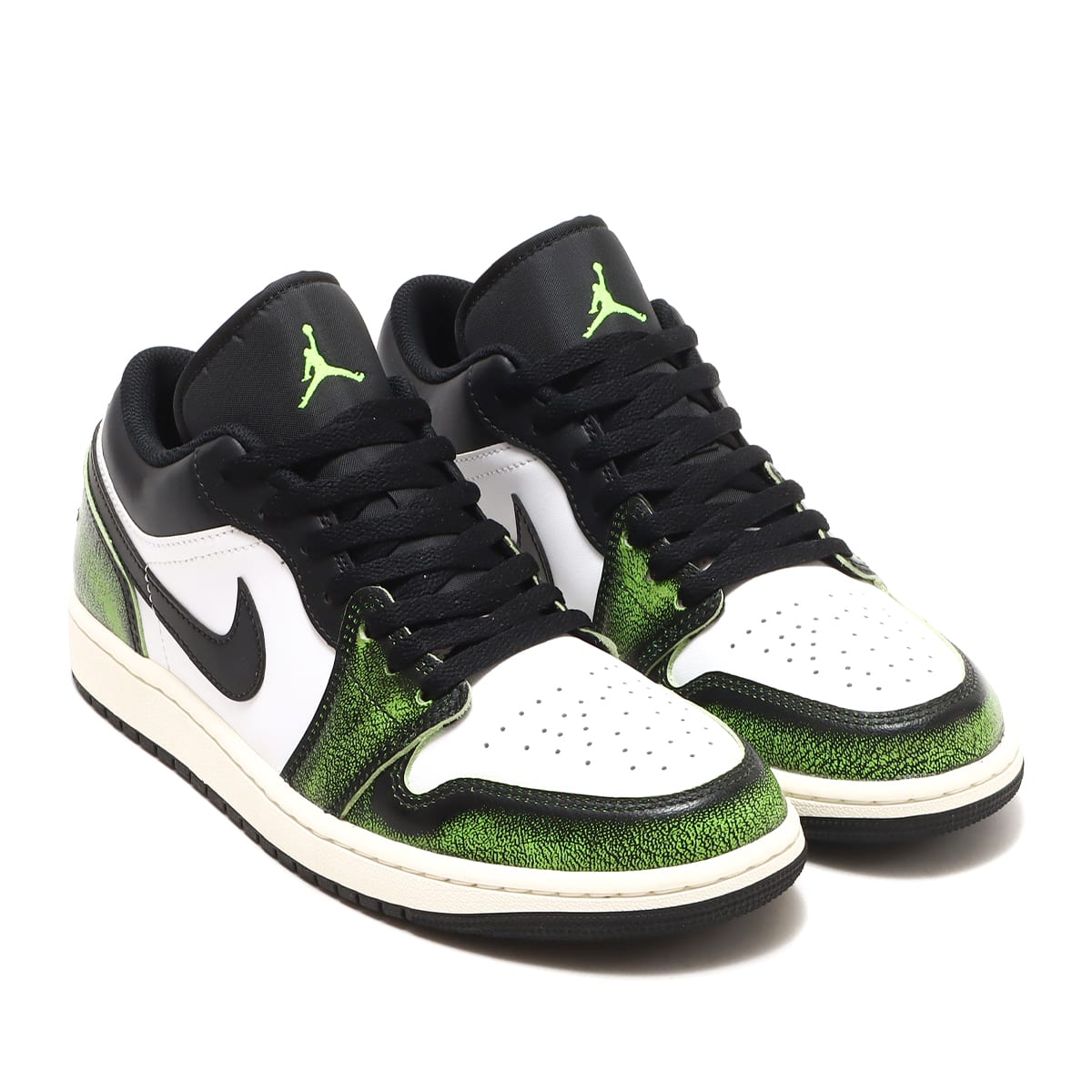 JORDAN BRAND AIR JORDAN 1 LOW SE BLACK/ELECTRIC GREEN-WHITE-SAIL 