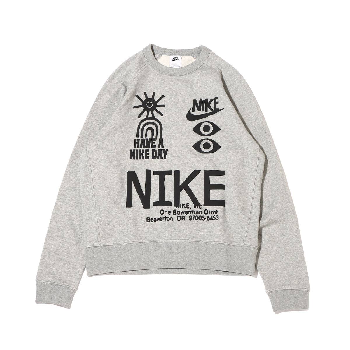 NIKE AS M NSW HBR-S FT CREW DK GREY HEATHER 22FA-Iのメイン画像