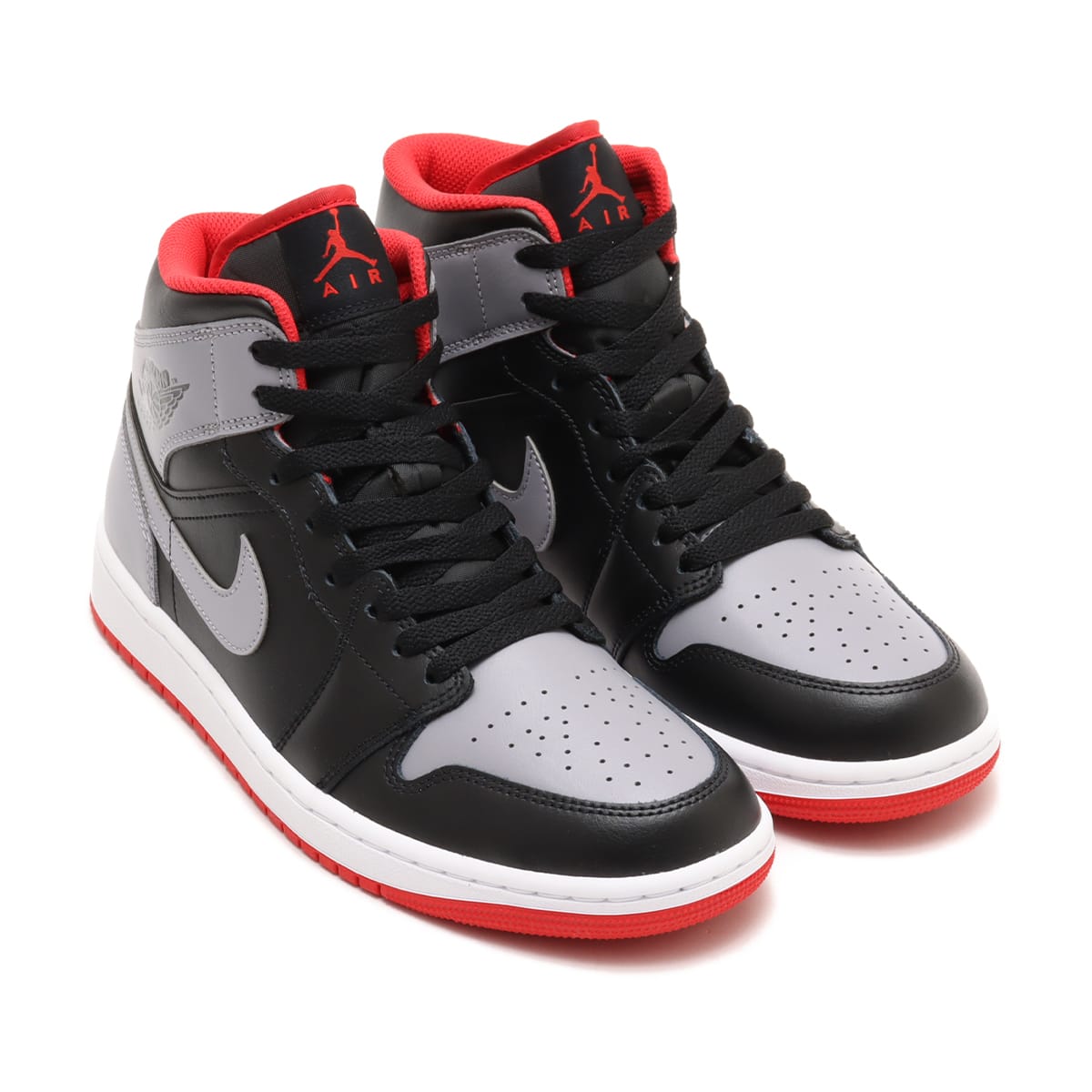 JORDAN BRAND AIR JORDAN 1 MID BLACK/CEMENT GREY-FIRE RED-WHITE