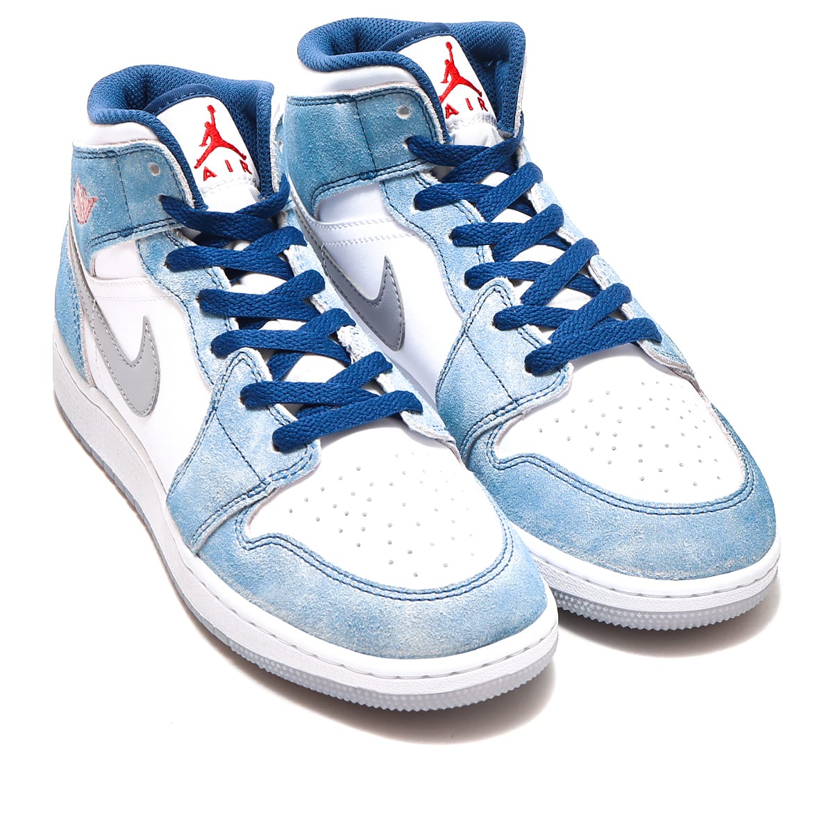 JORDAN BRAND AIR JORDAN 1 MID SE (GS) FRENCH BLUE/FIRE RED-WHITE-LT STEEL  GREY 22FA-I