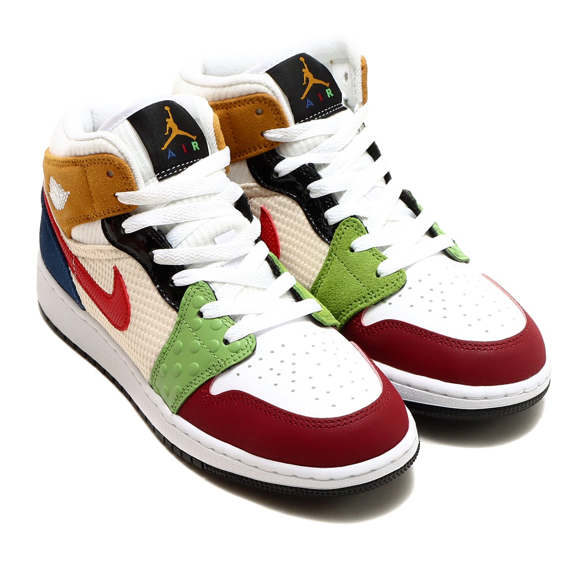 JORDAN BRAND AIR JORDAN 1 MID SE (GS) WHITE/GYM RED-BLACK-PEARL