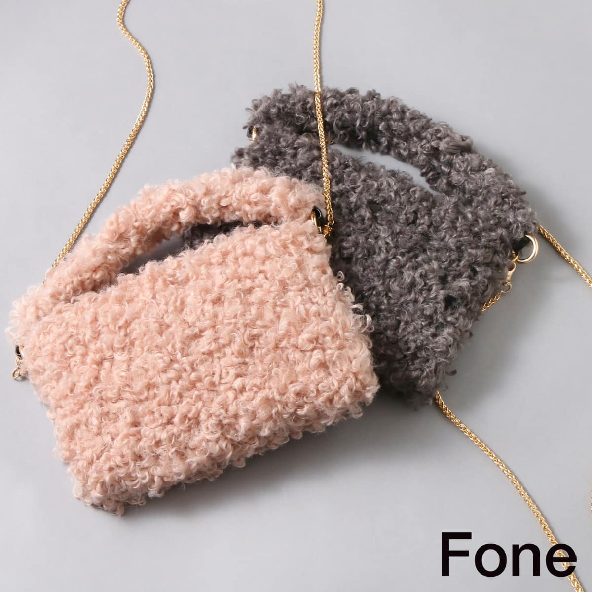 Fone プードルファークラッチ  PINKのメイン画像