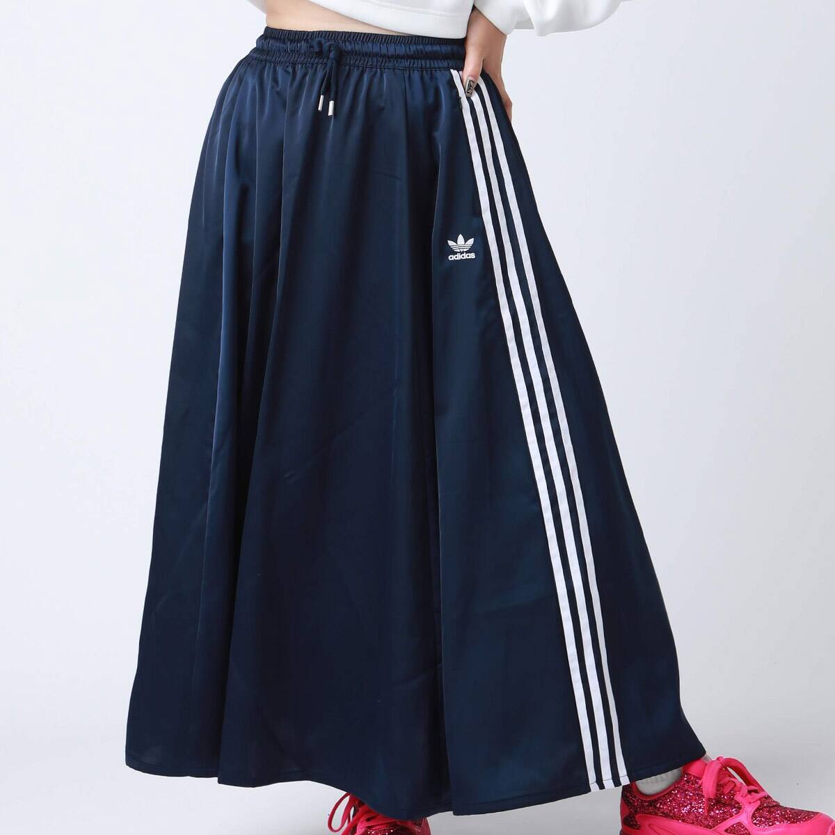 adidas LONG SATIN SKIRT COLLEAGE NAVY 19FW-I_photo_large