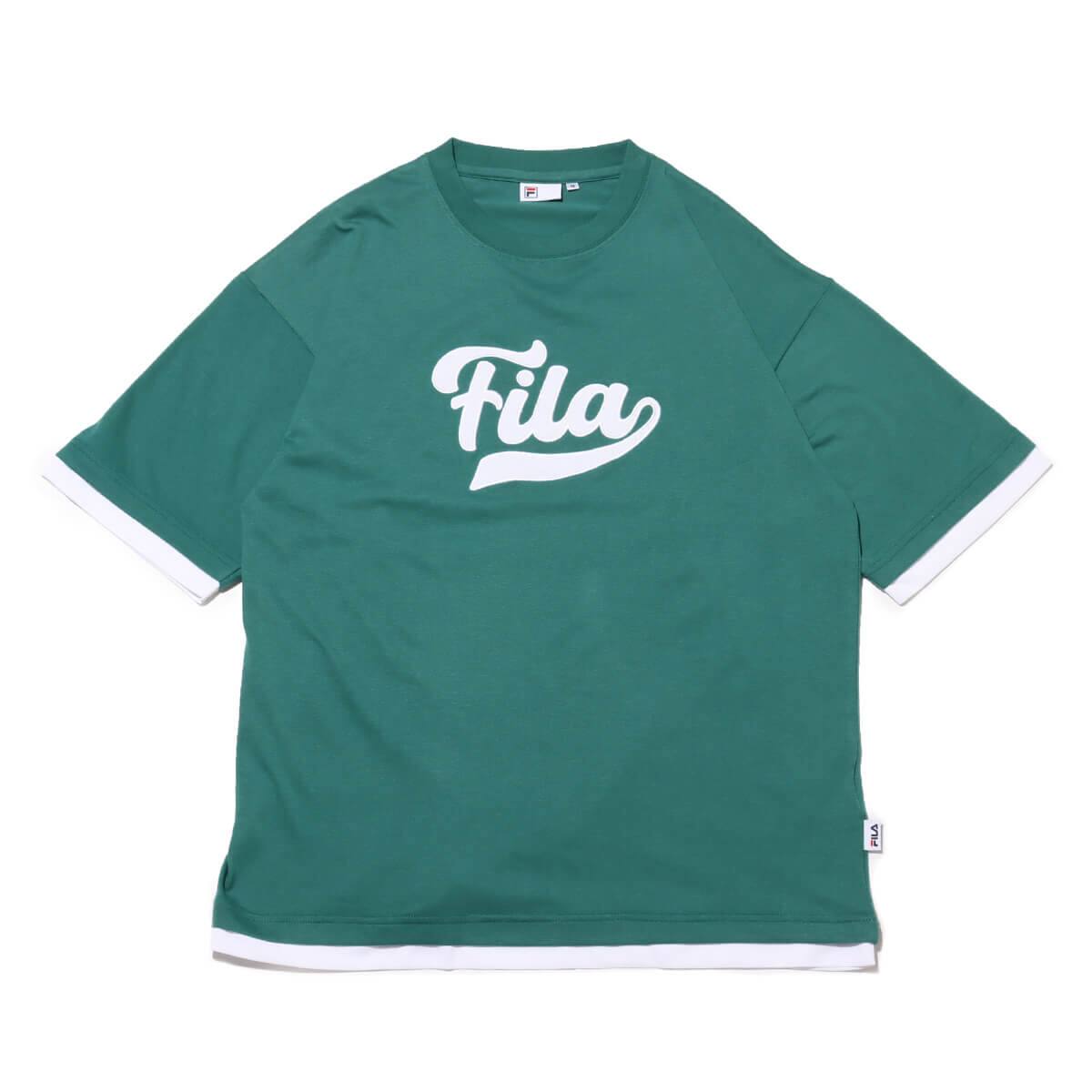 FILA フェイク レイヤード風 Tシャツ グリーン 24SS-S