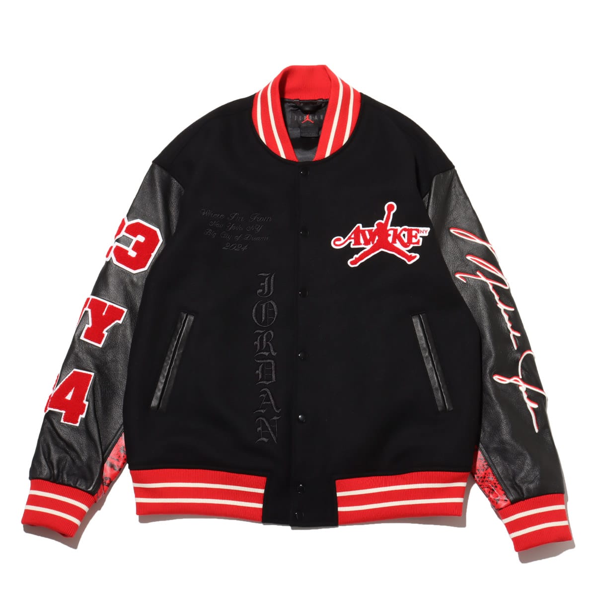 JORDAN BRAND M J AWNY VARSITY JACKET UNIVERSITY RED/BLACK 24SP-S