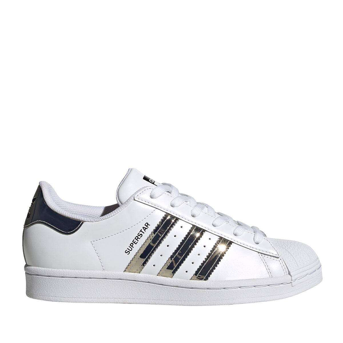 adidas superstar white silver metallic