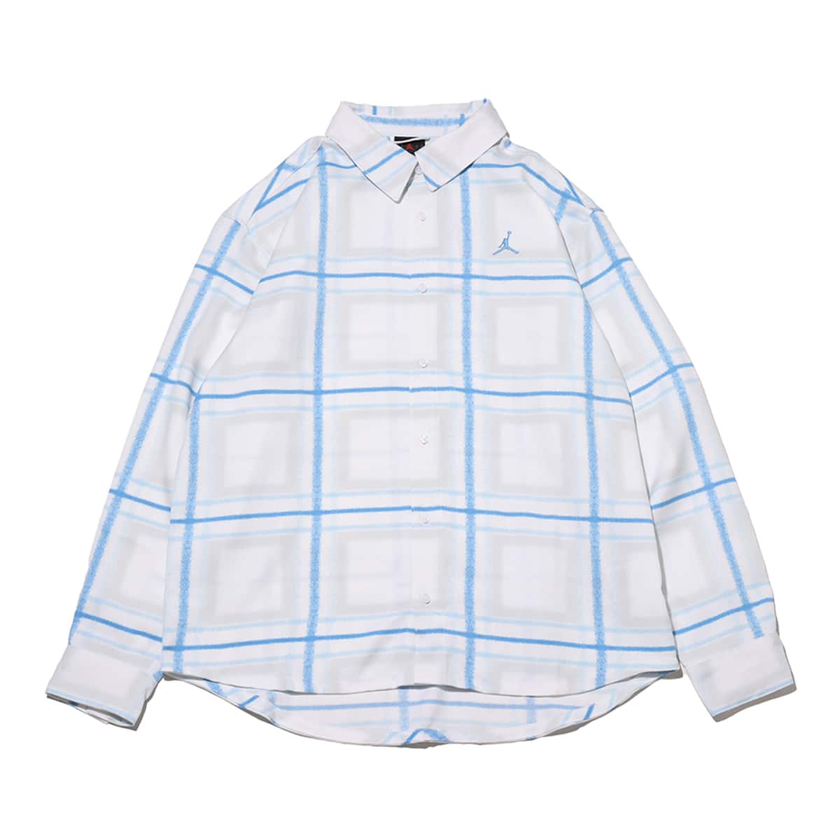 JORDAN BRAND M J ESS PLAID FLANNEL TOP WHITE/LEGEND BLUE
