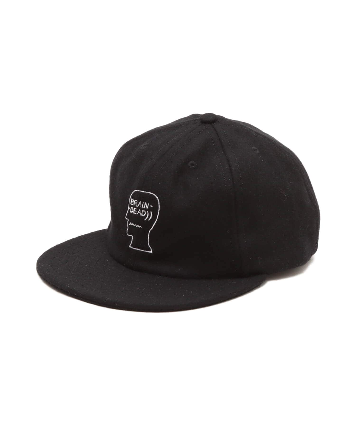 BRAIN DEAD FLANNEL LOGOHEAD 6 PANEL HAT BLACKのメイン画像
