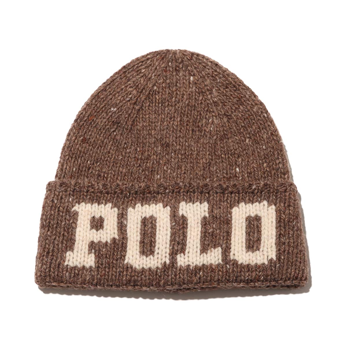 POLO RALPH LAUREN KNT TWD PL BBEANIE DARK BROWN のメイン画像