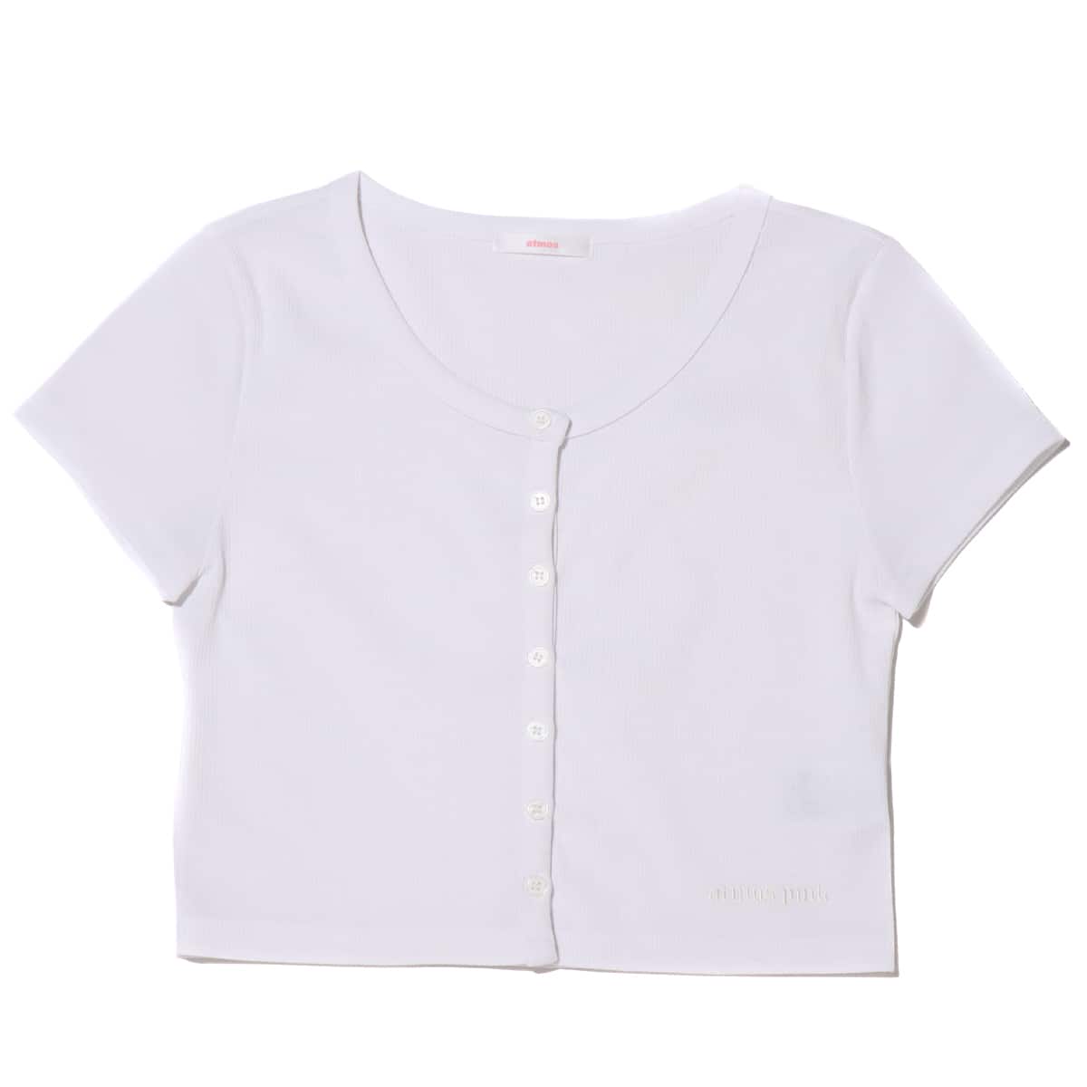 atmos pink ロゴ刺繍 ミニマル リブカーデ WHITE 21SP-I_photo_large
