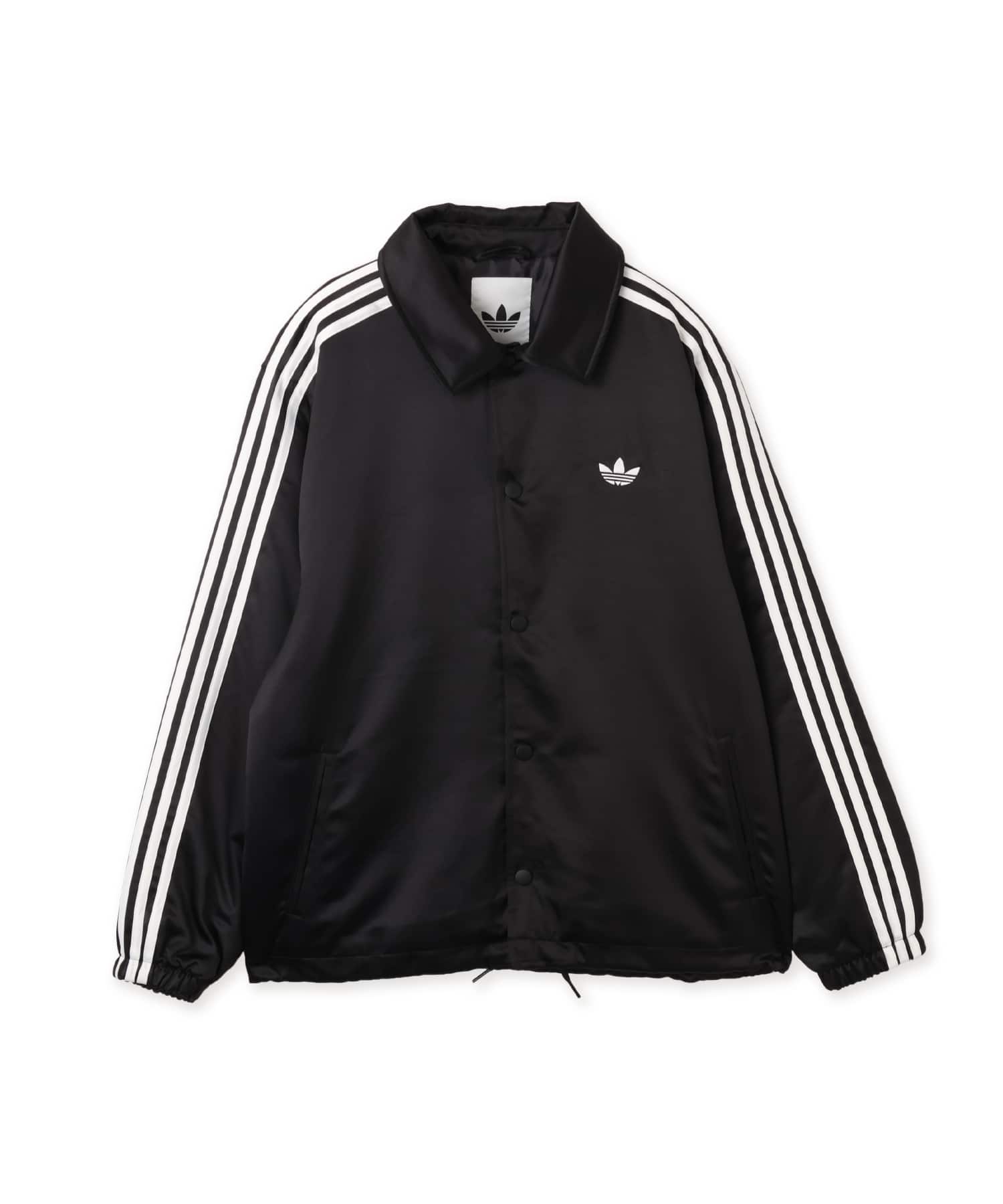 adidas 3 STRIPES SATIN COACHES JACKET ブラックのメイン画像