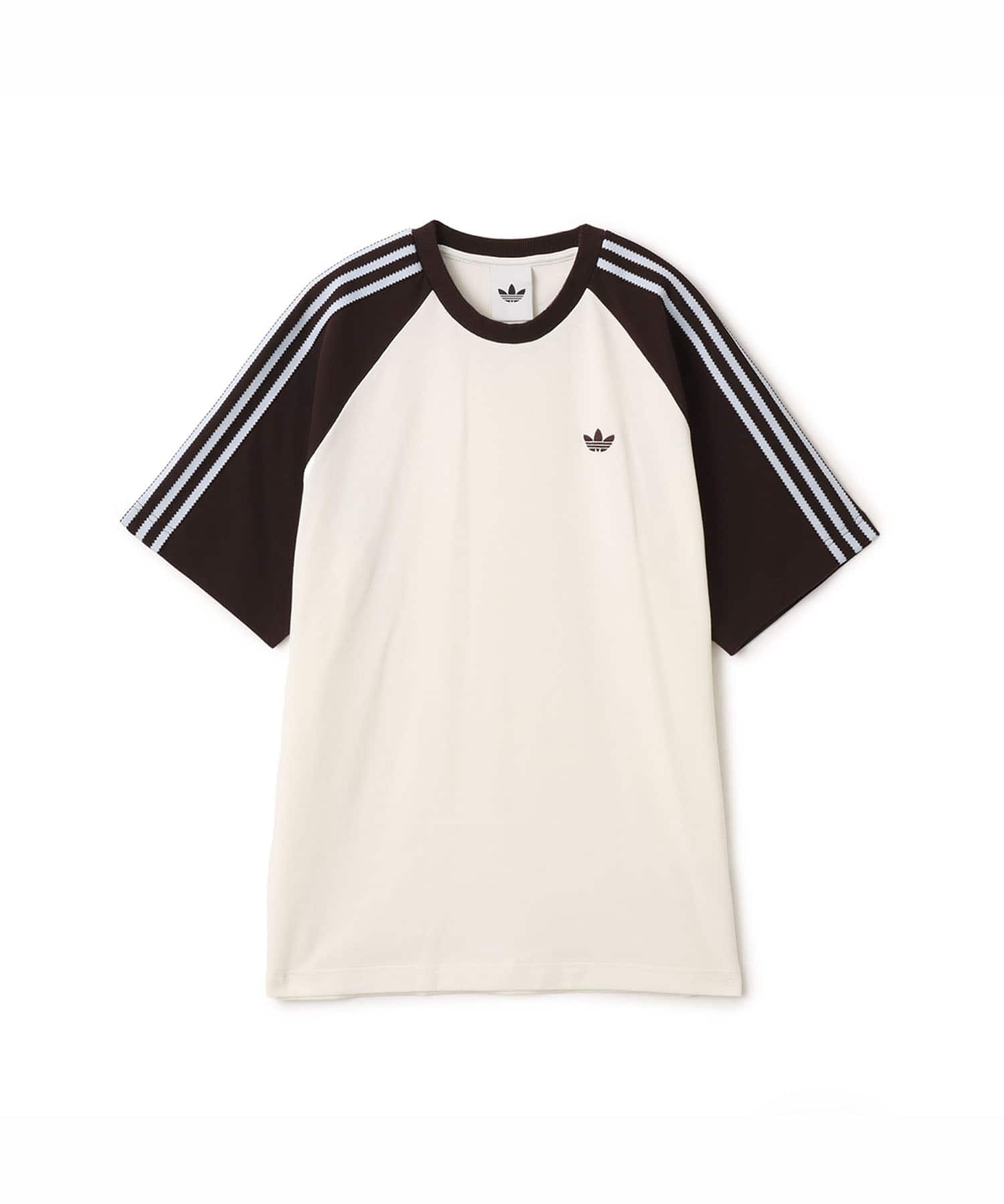 adidas BRITCORE SHORT SLEEVE RINGER T-SHIRT オフホワイト/オーロラコーヒーのメイン画像