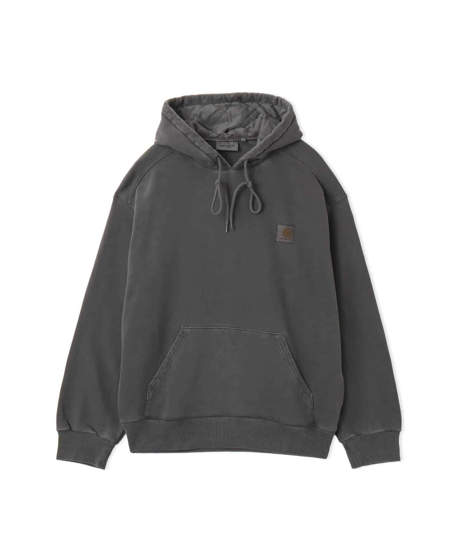 CARHARTT HOODED NELSON SWEAT Black garment dyedのメイン画像
