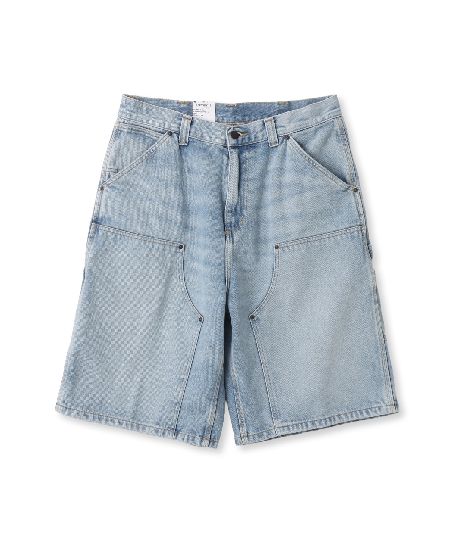 CARHARTT OG DOUBLE KNEE SHORT Blue heavy worn bleachedのメイン画像