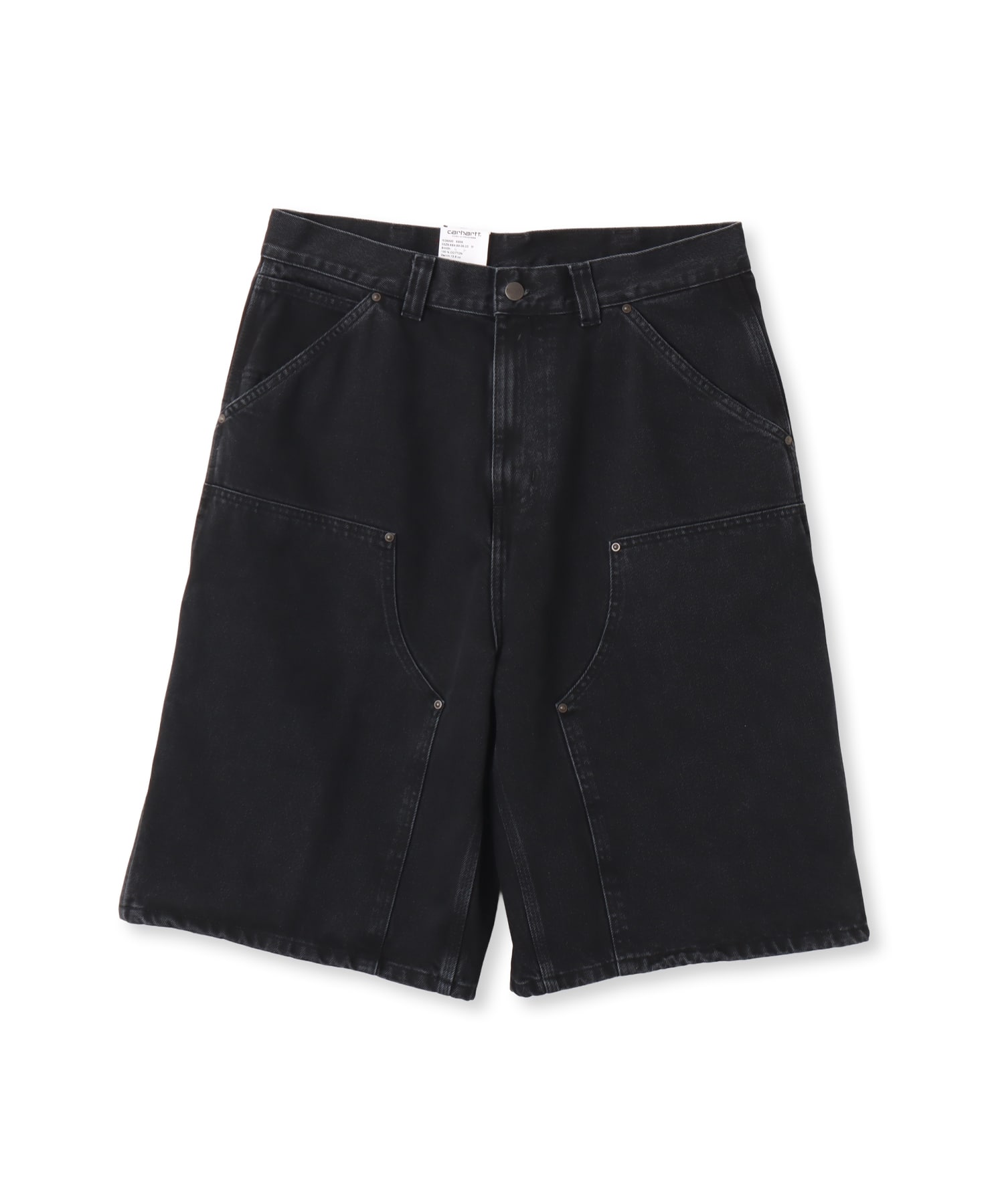 CARHARTT OG DOUBLE KNEE SHORT Black stone washedのメイン画像